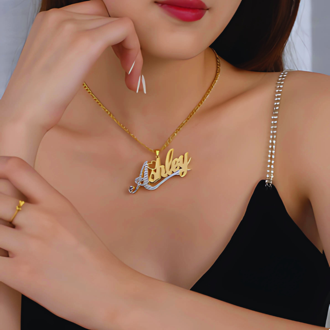 Custom 18k Gold Plated Name Necklace – Double Plated, Tarnish-Free, Personalized Jewelry for Women