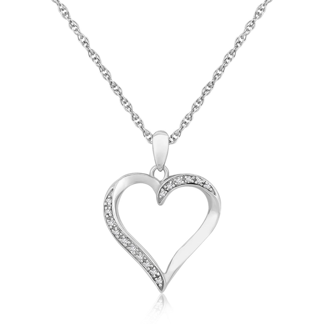 Sterling Silver Twisted Open Heart Diamond Accented Pendant (.04 cttw) Polair