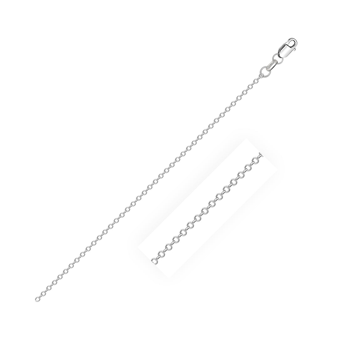 18k White Gold Diamond Cut Cable Link Chain 0.8mm Polair