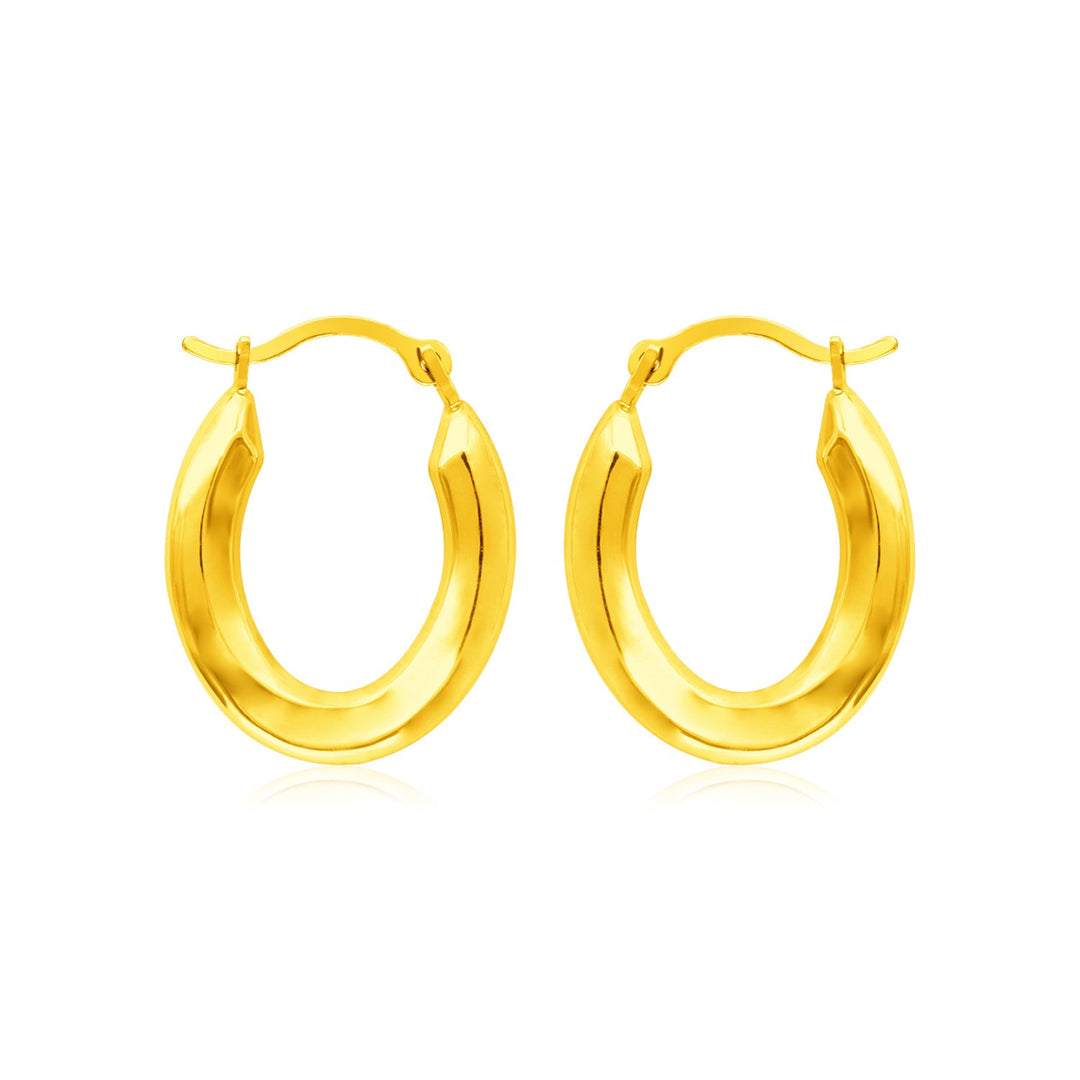 14k Yellow Gold Polished Oval Hoop Earrings Polair