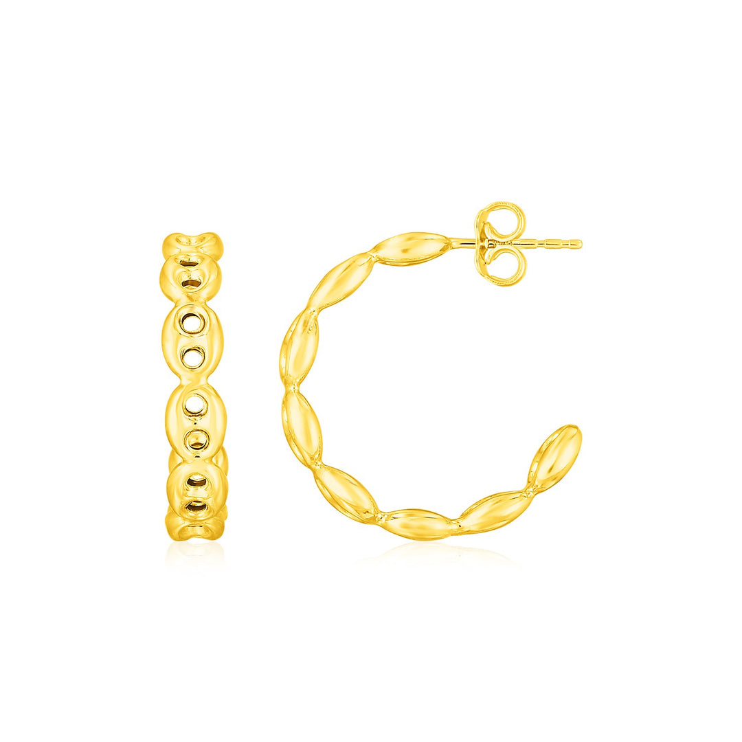 14K Yellow Gold Hoop Mariner Chain Earrings Polair