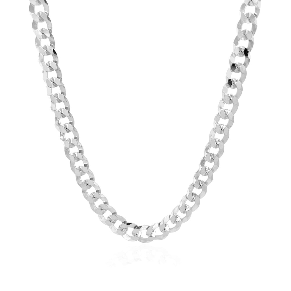 Rhodium Plated 5.6mm Sterling Silver Curb Style Chain Polair