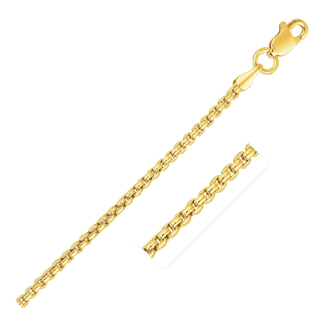 14k Yellow Gold Solid Round Box Chain 1.6 mm Polair