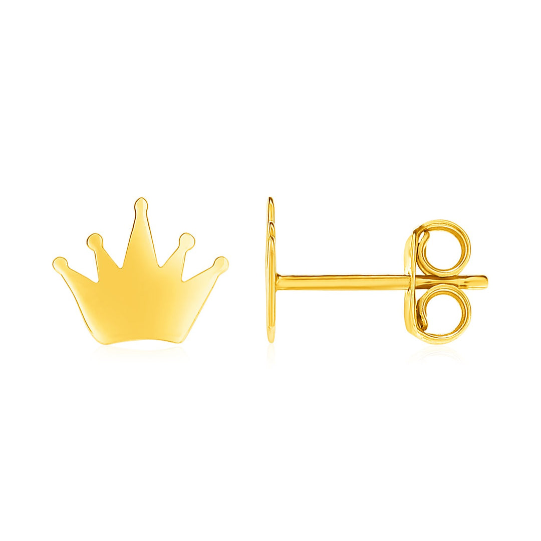 14k Yellow Gold Post Earrings with Crowns Polair