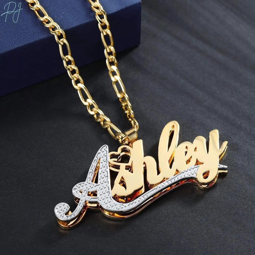 Custom 18k Gold Plated Name Necklace – Double Plated, Tarnish-Free, Personalized Jewelry for Women.