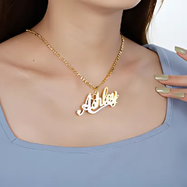 Custom 18k Gold Plated Name Necklace – Double Plated, Tarnish-Free, Personalized Jewelry for Women