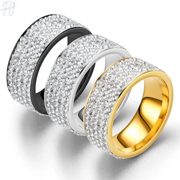 Polair Iced Stainless Steel Gold And Silver Rings For Men/Women Polair