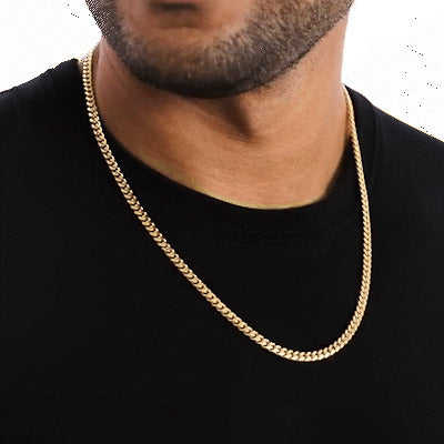 Official Gold Luxury Cuban Chain Necklace – 4.5mm Classic, Bold and Tarnish-Free, For Men & Women.