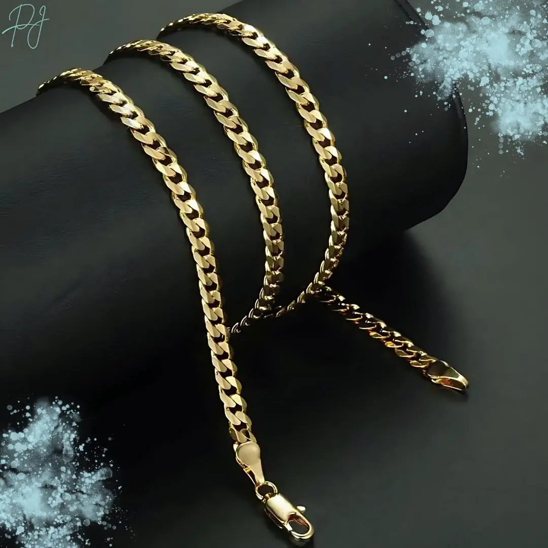 Official Gold Luxury Cuban Chain Necklace – 4.5mm Classic, Bold and Tarnish-Free, For Men & Women.